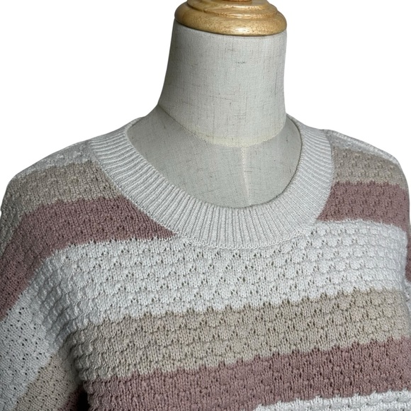 Hollister Color Block Striped Women's Crew Neck Sweater Small Pink Preppy Y2K - Picture 5 of 11